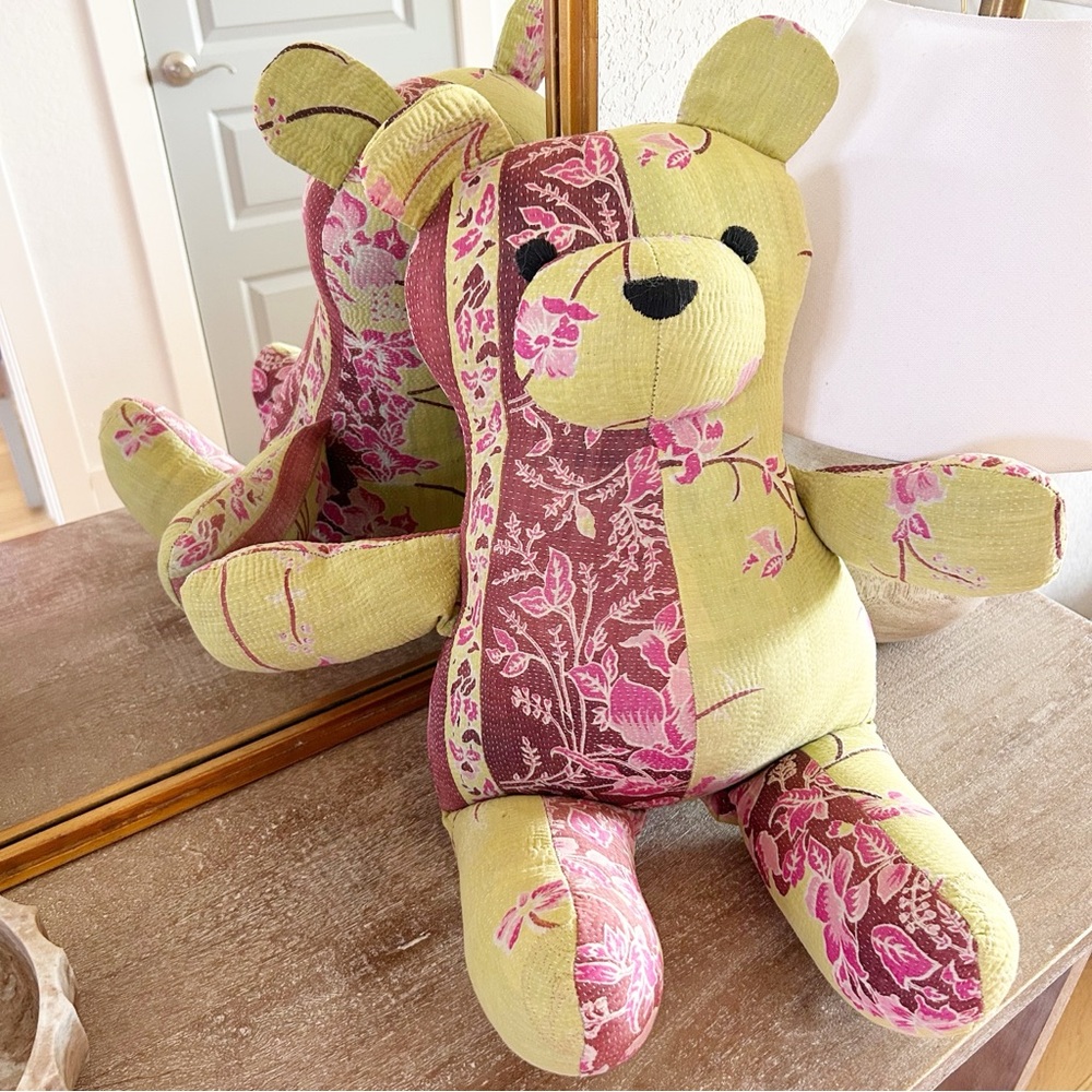 NWT Free People Vintage Kantha Quilt Patchwork Floral Teddy Bear Collectible